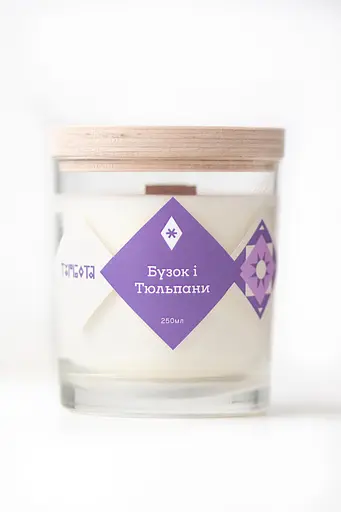 Свічка Бузок і тюльпани Соєвий віск Мініатюри 130 мл - фото 1