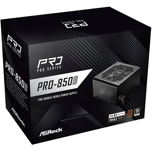 БЖ 850W ASRock PRO PRO-850B 120mm, 80+ Bronze, Retail - фото 5