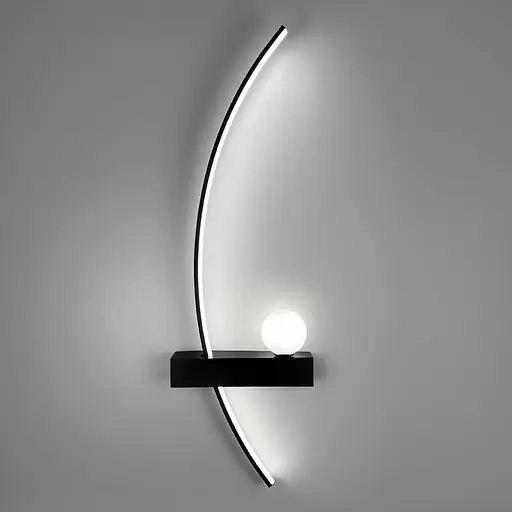 Черное дуговое бра с белым плафоном в левом корпусе 80 см Line F Арт. WJ113/800 L BK (лівий) - фото 5