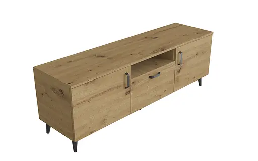 Тумба Лестер на конусних ніжках Ferrum-decor 48x139x38 Чорний метал ДСП Дуб Артізан 16 мм (FRD-106808)