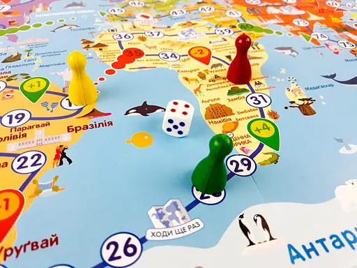 Детская настольная игра - ходилка "Путешествуем по миру" 127914 на укр. языке - фото 2