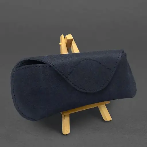 Кожаный чехол для очков BlankNote Crazy Horse с клапаном на магните Синий  - фото 2