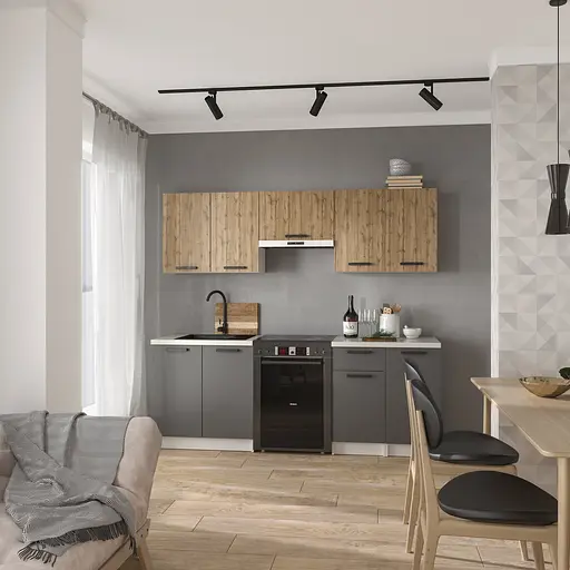 Кухня модульная MebelStar Nika 2,2 м Дуб тахо/Антрацит (MBS-1461)