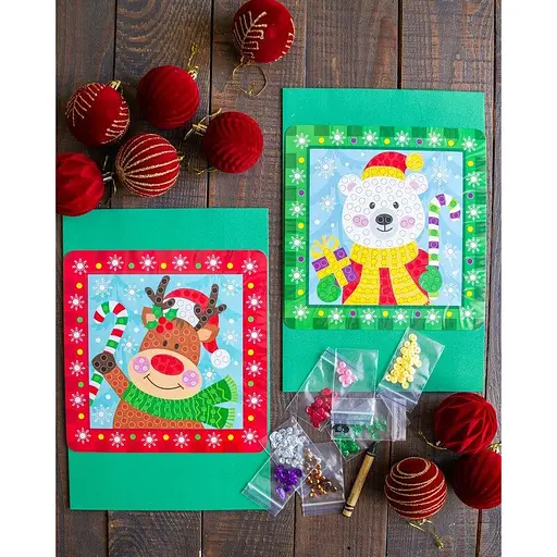 Дитячий набір для творчості "Новорічні листівки з паєтками" 10100694 - фото 7