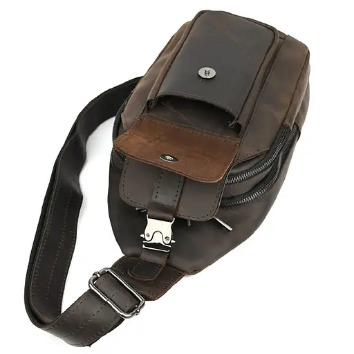 Модный рюкзак слинг на одну шлейку коричневый TARWA 17х7х33.5 см sum0028457 - фото 6