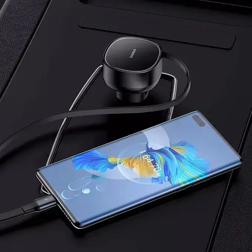 Разветвитель – удлинитель зарядный в авто Baseus Enjoyment Pro 60 W (1USB-C) + выдвижной кабель Type-C - фото 9