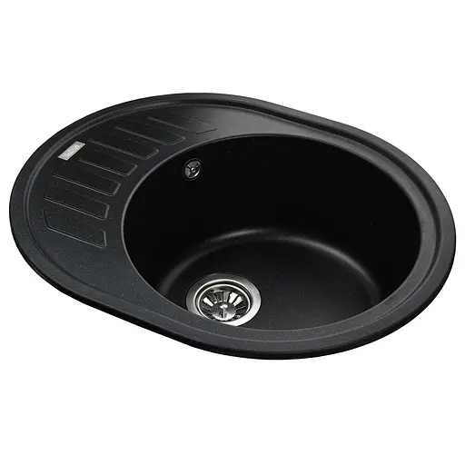 Кухонная мойка гранитная Globus Lux Arno черный металлик 620х500мм-А0001, Черный - фото 2