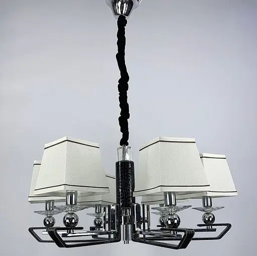 Люстра с черной экокожией на 6 абажуров Line.F S 1449/6 BK - фото 9