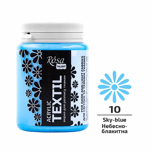 Фарба для тканини Небесно-блакитна (10) 80 мл Rosa Talent - фото 1