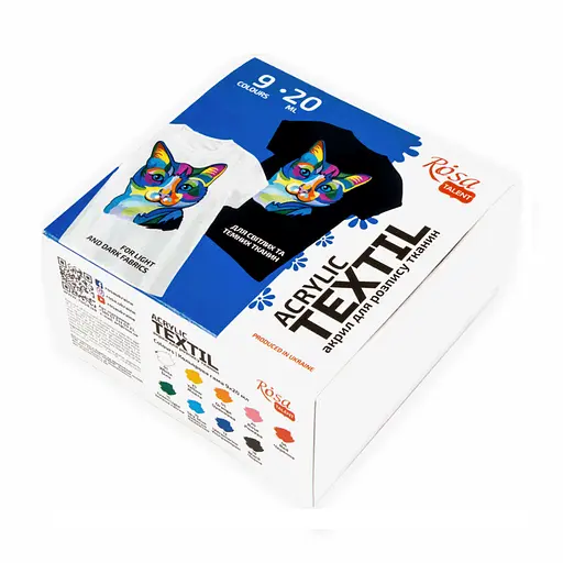 Набір фарб для розпису тканин CAT 9×20 мл Rosa Talent - фото 1