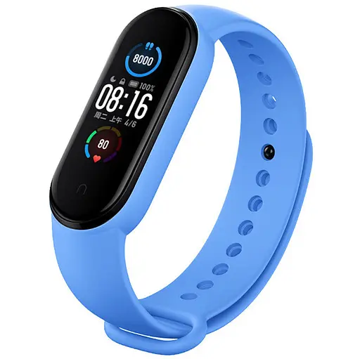 Ремешок для фитнес-браслета Lemfo для Xiaomi Mi Band 5, 6, 7 голубой - фото 2