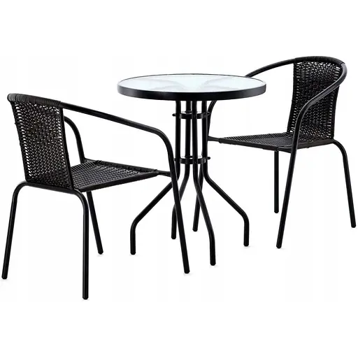 Садові меблі Chomik Bistro New стіл та 2 стільці чорний - фото 5