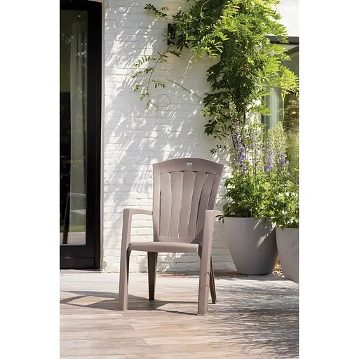 Стул садовый пластиковый Keter Santorini бежево-серый - фото 2