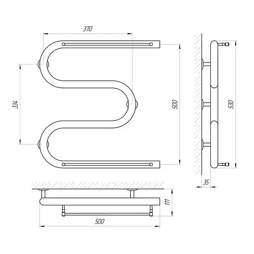 Полотенцесушитель Laris Змеевик 30 РС3 500x500 с 2-мя полочками 1/2'' 71207211, Хром - фото 2