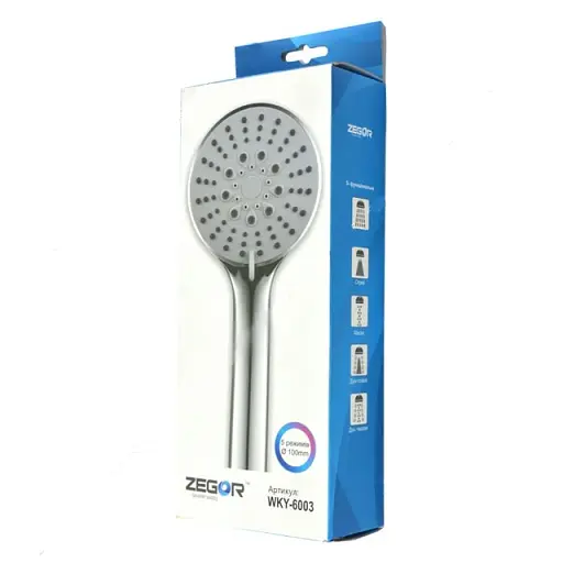 Воронка душевая Zegor/Troya WKY-6003 пластик 5 режимов Хром 30412 - фото 5