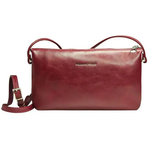 Женский клатч Grande Pelle с ремешком через плечо вишня acs0032213 - фото 1