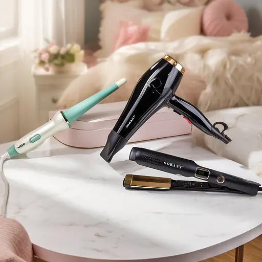 Подарунковий бокс: професійний фен Sokany + плойка для локонів + випрямляч для волосся CP2026-10