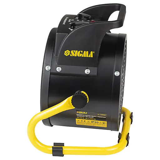 Электрическая тепловая пушка Sigma 2.0 кВт,0 площадь обогрева 30 кв.м., напольный, черный/желтый (5359461) - фото 2