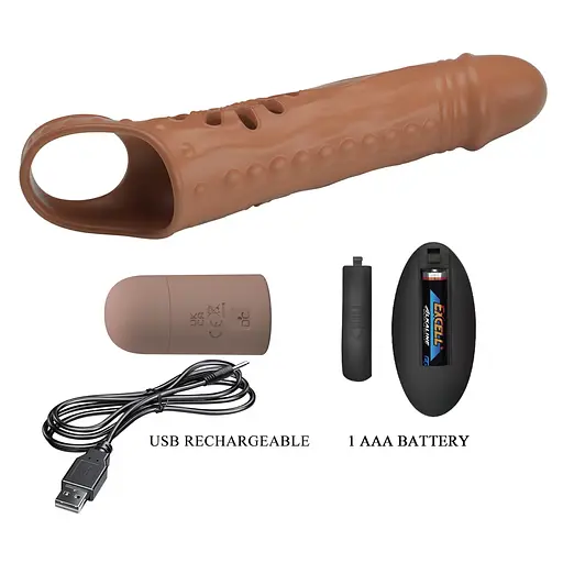 Насадка на пеніс Pretty Love Penis Sleeve 24.3 см (коричневий) - фото 3