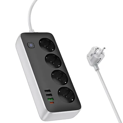 Удлинитель Hoco AC22 Sunlight (PD30W/1C/3A/4xSocket) (1.5m) - фото 4