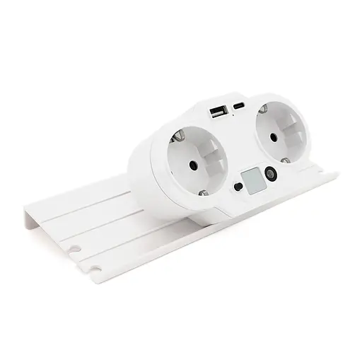 Розетка двойник Voltronic с заземлением HHT609W, USB+Type-C, 4А, зашита от перегрузки, подставка под телефон, White - фото 4