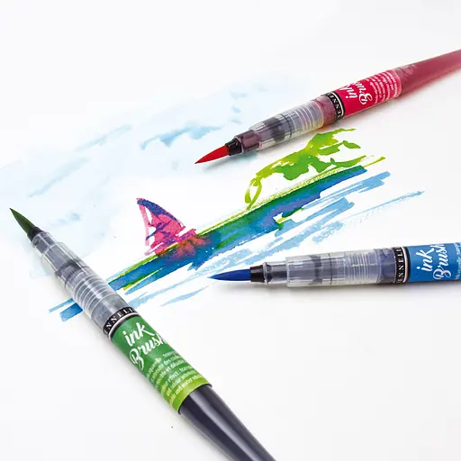 Ручка-кисть с чернилами Sennelier Ink Brush, Переливчатый бирюзовый (Iridescent Turquoise) - фото 2