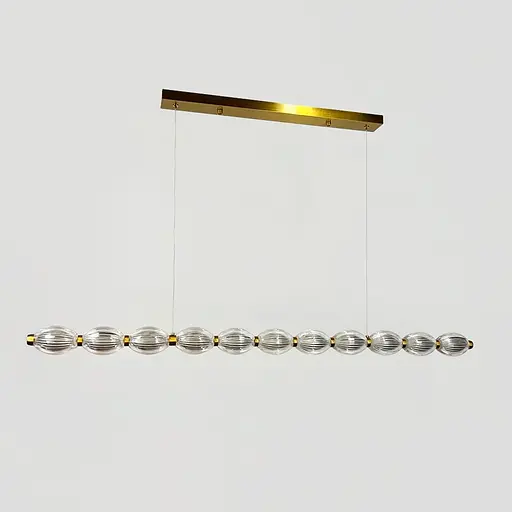 Led люстра з прозорими рельєфними кульками у латунному видовженому корпусі 120 см | Line F | Арт. MJ343-1200L AB - фото 3
