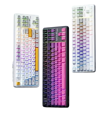 Клавіатура INPHIC K87 Black-Gold Switch Side Printed Gradient Black Pink - фото 3