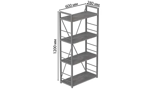 Етажерка 4/60 Ferrum-decor Серії Коннект 120x60x28 сірий ДСП Бетон 16мм (FRD-105547) - фото 7