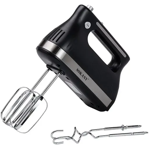 Ручний міксер Sokany SK-6632 з насадками для тесту 5 швидкостей 300Вт Чорний - фото 4