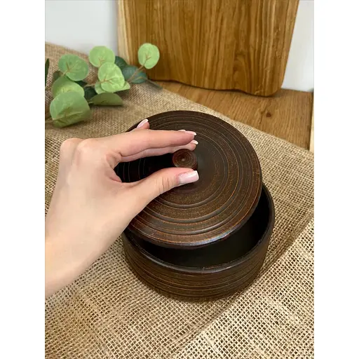 Банка для хранения 0.5 литра керамическая (глиняная) гладкая - фото 4