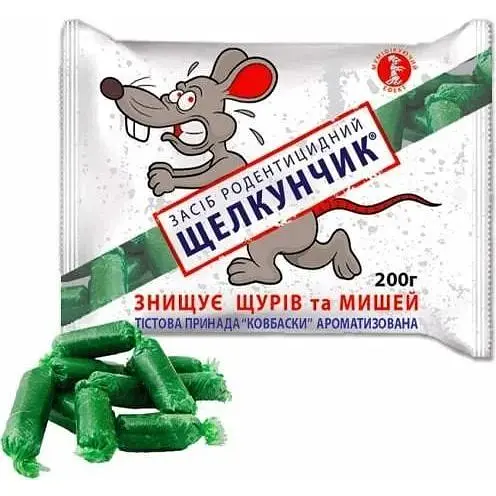 Родентицид від мишей та щурів Agro-Market ковбаски Лускунчик (тісто, пакет) 200 г (175161) - фото 1
