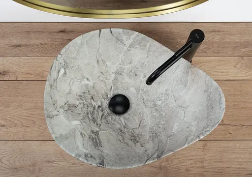 Умивальник Rea Dora Stone накладний REA-U5066, Сірий - фото 6