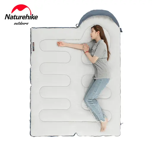 Спальник с капюшоном и закругленным дном Naturehike Y150 NH21MSD08 правый, темно-голубой - фото 2