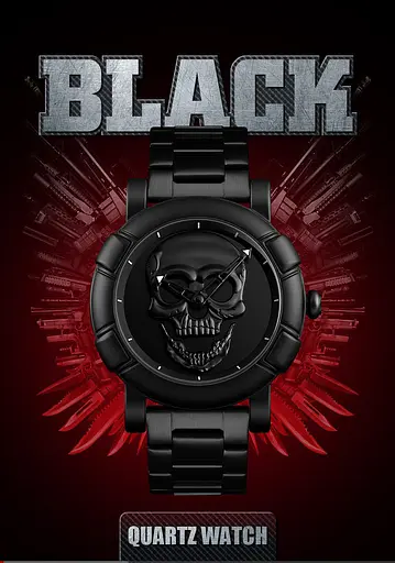 Оригінальний годинник Skmei Skull 9178 Black - фото 4