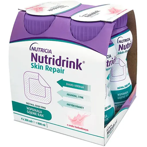 Энтеральное питание Nutricia Nutridrink Skin Repair Strawberry flavour 4 шт. x 200 мл