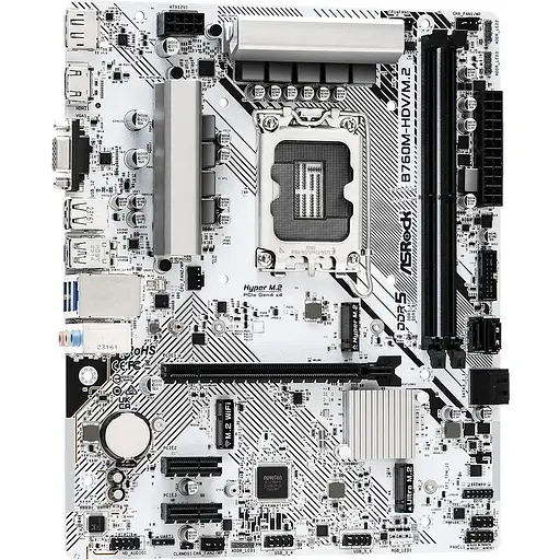 Материнська плата ASRock B760M-HDV/M.2 (1700/B760, 2xDDR5, 1xPCIex16, 4xSATAІІІ, 2xM.2, 2.5GLan, 7.1ch, mATX) - фото 2