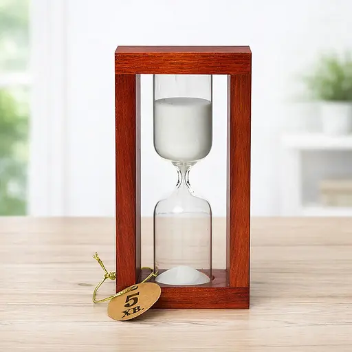 Часы песочные в деревянном корпусе на 5 минут (белый песок, корпус вишня) 88285 - фото 2
