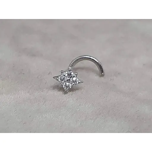 Золотая серьга-пирсинг Астор в нос с фианитами. 2182443Б - фото 2