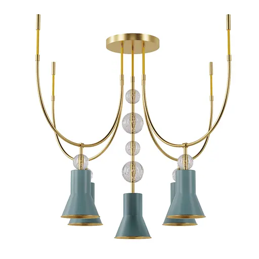 Люстра ARCH 5U PikArt арт. 23665 Золотий/синьо-зелений - фото 1