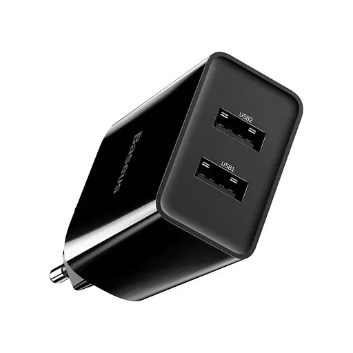 Адаптер сетевой BASEUS Speed ​​Mini Dual U Charger 2 USB 10.5 W (CCFS-R01) черный - фото 1