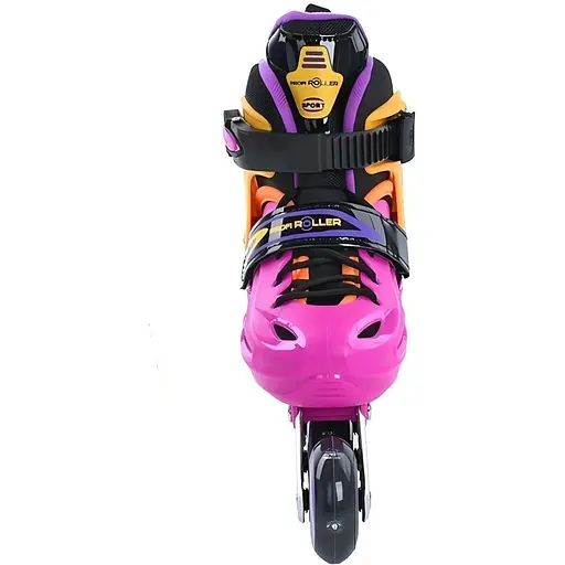 Ролики Profi A4151-S-V 20 см, заднє гальмо, поліуретан, шнурівка + бакля, 31-34 фіолетово-помаранчеві - фото 2