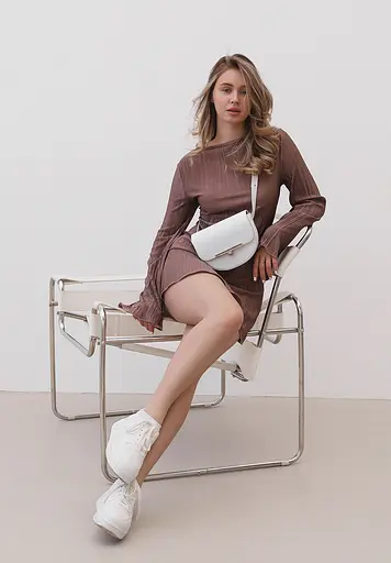 Жіноча шкіряна сумка поясна-кросбоді Bridget біла - фото 4