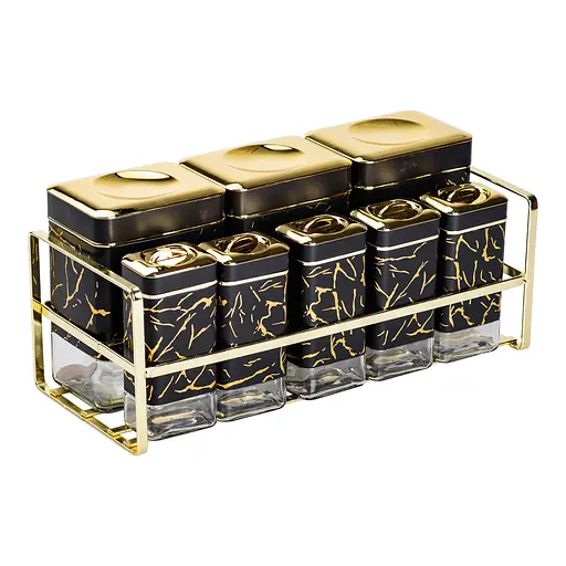 Набір місткостей Yiwu  для зберігання 8 штук по 650/150 мл на металевій підставці HP-1364 - фото 4