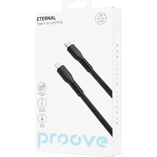 Кабель Proove Eternal USB-C to Lightning 27W 1m Black (CCET27002101) [131012] - фото 2