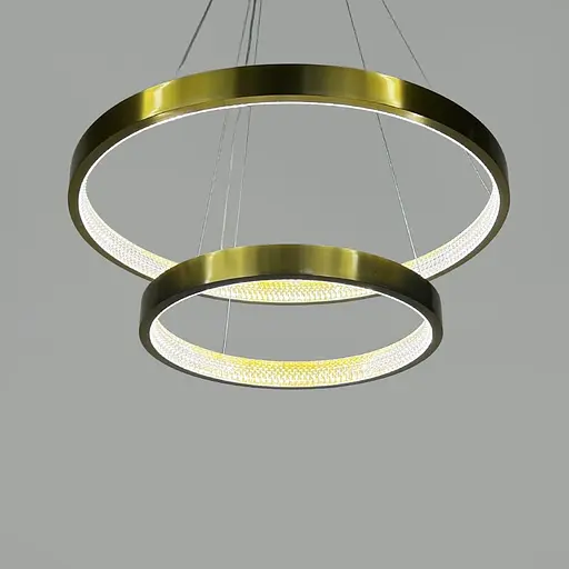 Латунна люстра у формі двох кілець із фактурним розсіювачем Ø 60+40 см | Line F | Арт. JU09N-600+400 AB - фото 2
