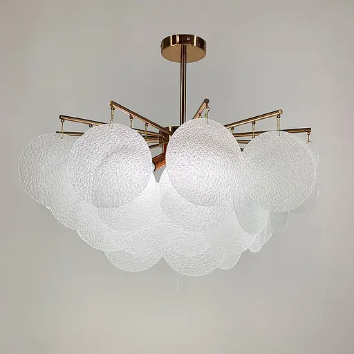 Потолочная люстра в цвете медь с уникальными стеклянными пластинами Line.F Диаметр 80см - фото 7