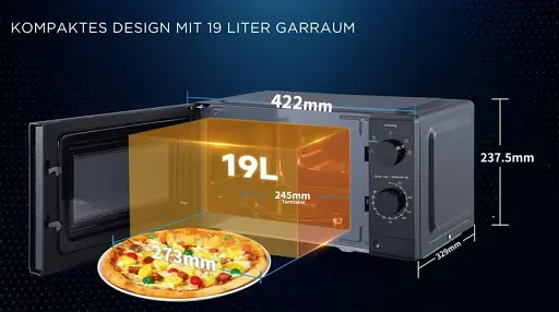 Мікрохвильова піч HANSEATIC HM19B1M, потужність 700 Вт, функція розморожування, 5 рівнів потужності - фото 3