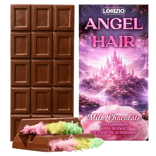 Шоколад молочный Lorizio с пишмание "ВОЛОССЯ АНГЕЛА" 130 г - фото 1