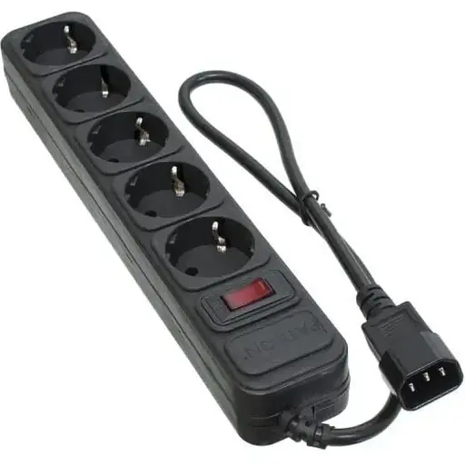 Фильтр сетевой для ИБП Patron, 5 розеток, 0.5 м, черный, 10А, до 2.2 кВт, выключатель, заземление, 3x1 мм² (SP-1052U) - фото 1